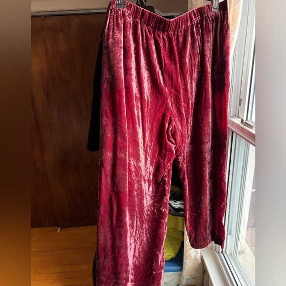 EUC Velvet Tapered Pleated Pull-On Pant | Red Purple Trousers | Women’s Plus XXL - Picture 2 of 16